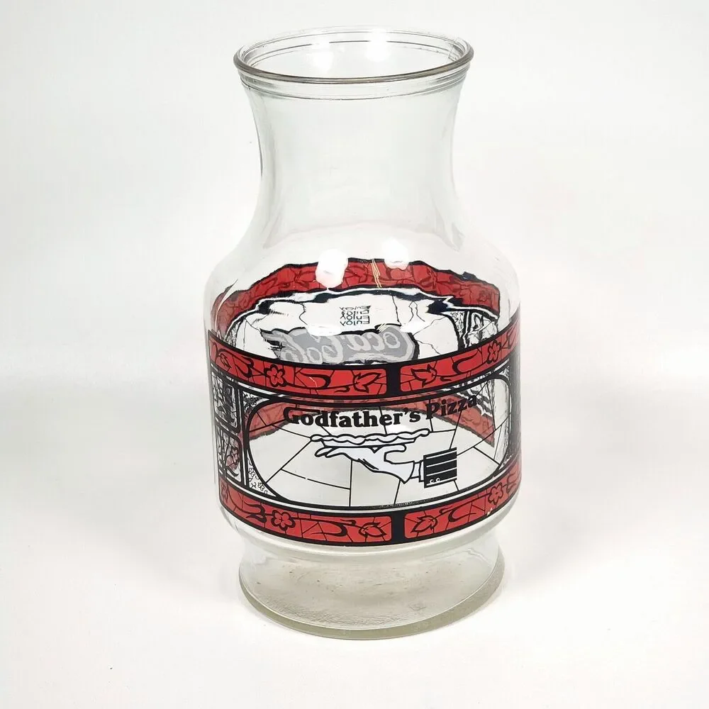 Vintage Godfathers Pizza Coca-Cola Carafe Lot of 2 Anchor Hocking Glass Pitchers - Picture 2 of 11